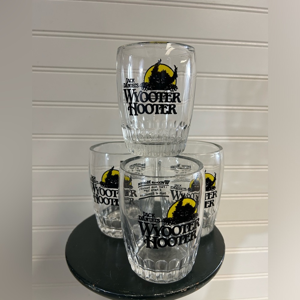 4 Jack Daniels Wyooter Hooter vintage glasses spooky bar set Halloween creepy